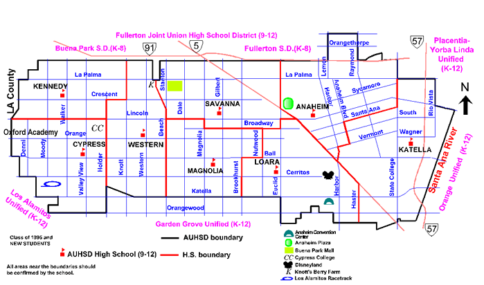 Anaheim High School Campus Map Schools' Boundaries • Page   Anaheim UHSD